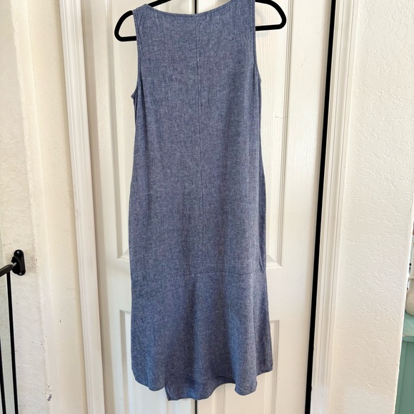 J. Jill Pure Jill Linen Blend Midi Dress Asymmetrical Hem Blue Size Small - Picture 3 of 10